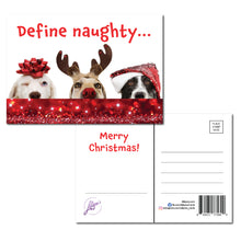 Load image into Gallery viewer, Cute Define Naughty Dog Christmas Postcards - Set of 50