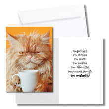 Load image into Gallery viewer, Exhausted Cat Congratulations Card