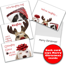 Load image into Gallery viewer, Dog-themed Christmas Cards each with a festive "Merry Christmas" message preprinted inside