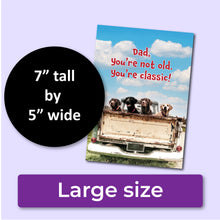 Load image into Gallery viewer, Funny Birthday Card for Dad with Vintage Truck with Dogs
