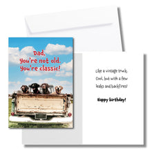 Load image into Gallery viewer, Funny Birthday Card for Dad with Vintage Truck with Dogs
