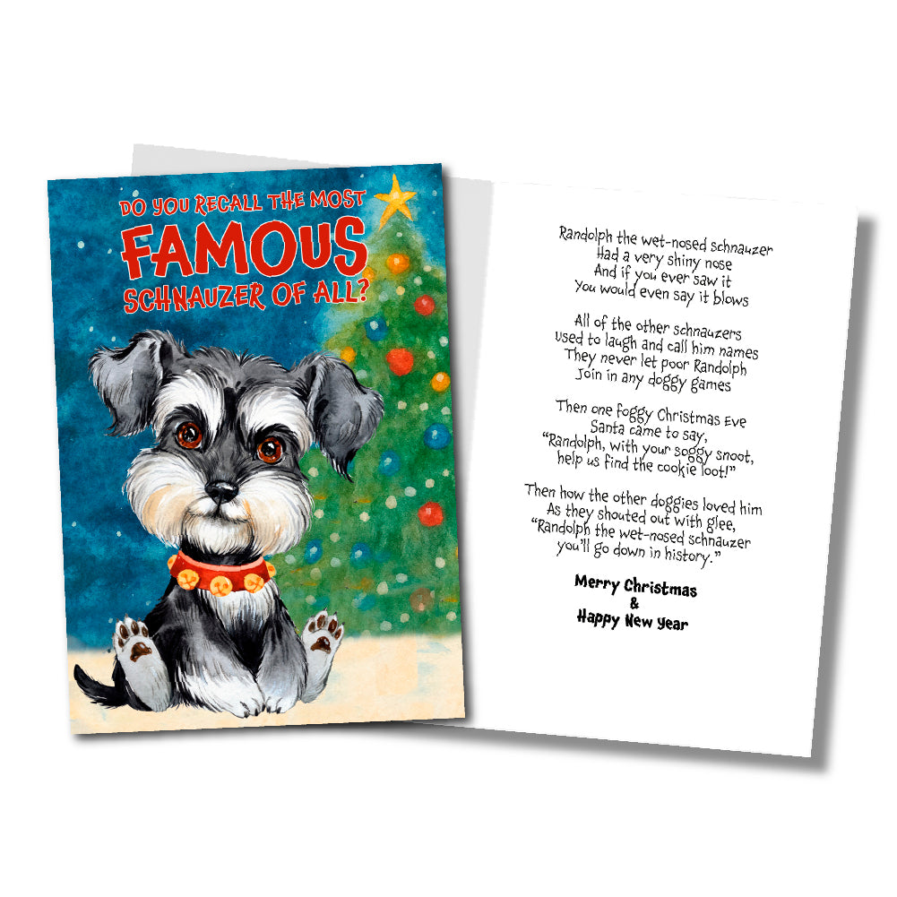 ✨FUNDRAISER!✨ Randolph the Wet-Nosed Schnauzer Christmas Card for Schnauzer Love Rescue, Inc.
